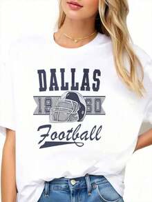 Camiseta con Gráfico de Casco de Fútbol de 1960 para Mujer, Estilo Deportivo Casual, Estilo Urbano Vintage, Unisex, Holgada, de Algodón, Manga Corta, Cuello Redondo, 100% Algodón Puro - Blanco - Ver 3