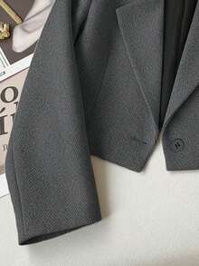Chaqueta de Traje Casual para Mujer , con Cuello de Solapa y Manga Larga, para Otoño - Gris Oscuro - Ver 4