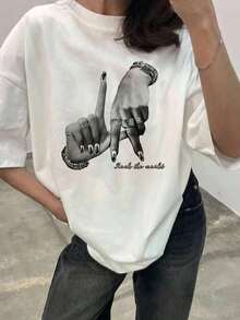 Women's Casual Loose Fit T-Shirt With Dachshund Dog Print, Breathable And Comfortable, Short Sleeve, Round Neck, Printed With The Phrase "I'm More Interesting Than You", Soft Cotton, Perfect For Everyday Wear And Urban Style For Pet Lovers - 白色 2 - 查看 1