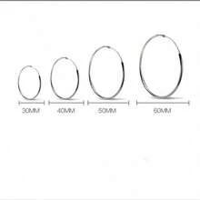 1 par de pendientes simples de plata pura S925 - Pendientes redondos hipoalergénicos para que las mujeres los usen a diario - 40 cm - Ver 14