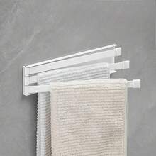 Toallero magnético y estante cruzado adecuado para el lateral del refrigerador de la cocina, giratorio y plegable, almacenamiento de múltiples capas, estante de almacenamiento de 3 niveles de gran resistencia, barra de toallas multifuncional para baño y aseo sin necesidad de perforar - Multicolor - Ver 2