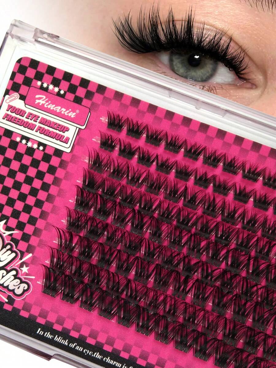 Hinarin 108 piezas Extensiones de pestañas individuales con banda transparente, estilo D Curl, aspecto natural de visón falso, pestañas en racimos puntiagudos tipo manga de 8-16 mm, banda delgada reutilizable, regalo para mujeres y niñas, pestañas postizas