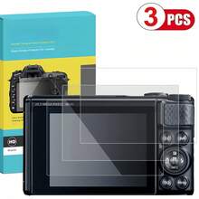适用于 PowerShot SX740 HS/SX730 HS 相机的 3 片装屏幕保护膜,0.3mm 高清 9H 硬度光学液晶优质玻璃材质,防刮擦,超薄贴合,触控灵敏 - 查看 9