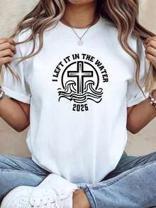 Camiseta Casual Minimalista "Under The Radar I Left It In The Water" - Camiseta con Frase de  Cristiano, Ropa Religiosa Basada en la Fe, Camiseta Transpirable de Cuello Redondo y Manga Corta para Mujeres y Hombres, Top Casual de Verano, Regalo Ideal para Cristianos, Ajuste Cómodo, Sin Relleno en el Pecho, Sin Cinturón, Largo de Manga Regular, Ropa para Primavera/Verano/Otoño, Ropa de Inspiración Religiosa |   Camiseta de cuello redondo |   Camiseta de Ajuste Cómodo, Camiseta Cristiana - Estilo Urbano Vintage, Unisex, de Algodón, Manga Corta, Cuello Redondo - Blanco - Ver 1