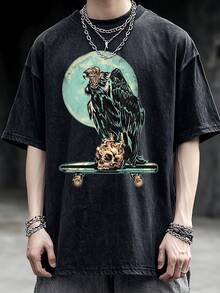 New 2026 Model, 100% Washed Cotton, Urban Casual Style, Suitable For Parties Or Festivals, Soft And Breathable Fabric, Modern Print Design, Unisex, Lightweight And Comfortable To Wear, Vintage Fashion Design. - Black - View 1
