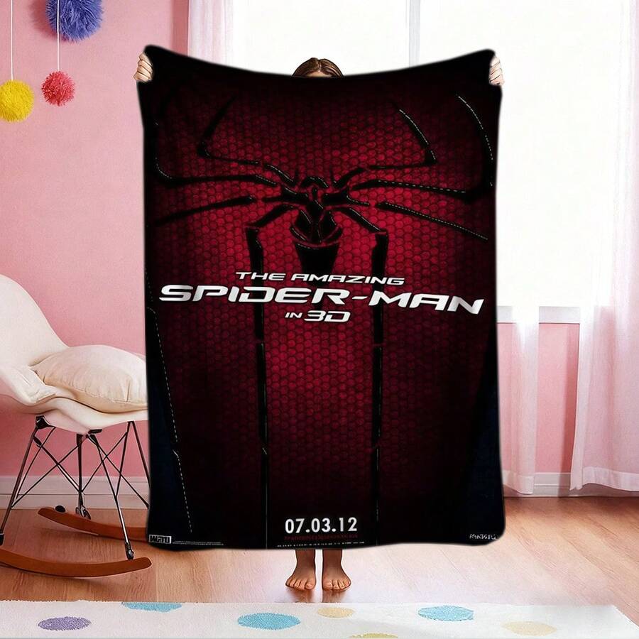 Manta de 1 piezas con estampado de S-pider-Man, manta decorativa estilo dibujos animados retro, manta estampada con personajes de dibujos animados, manta universal para siestas para todas las estaciones, manta decorativa para el hogar con personajes, regalo moderno y elegante, ideal para el hogar, dormitorio, cama, sofá, oficina, para la hora del almuerzo o como manta de picnic. - Multicolor - Ver 1