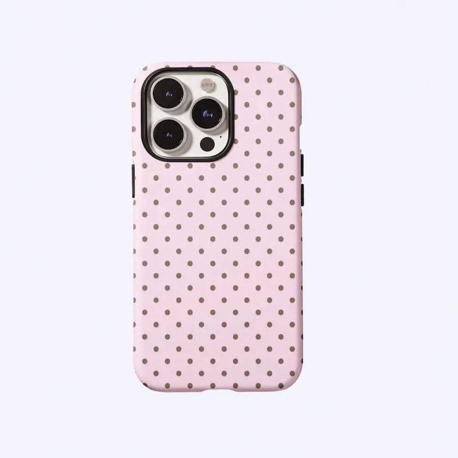 Rosa Polka Dot Handyhülle, weiches Mädchen, niedliches Design, Y2K Stil, Cute , für iPhone iPhone17 iPhone16 15 14 13 12 11Pro Max,  S25 S24 S23 S22 FE - Weiss - Übersicht 1