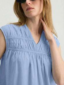 Ontre 2026SS Nueva Blusa para Mujer, Tejido Tejido, Estilo Urbano Elegante Casual, Moda Minimalista para Ir al Trabajo - Celeste - Ver 7