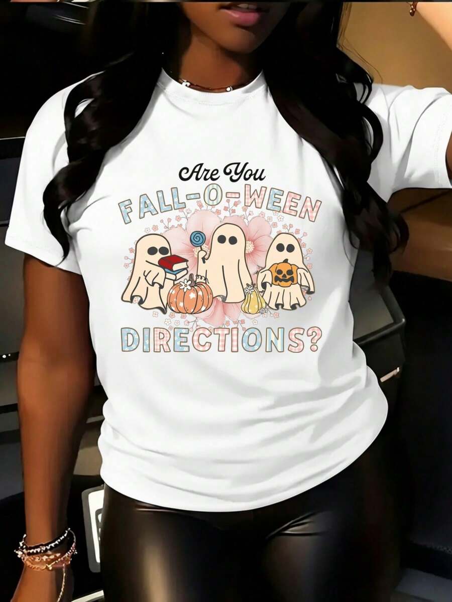 Women's T-Shirt With A Creative And Fun Letter Print, Made Of Breathable Fabric, Suitable For Casual Spring And Summer Outdoor Wear, Stylish For Holiday Parties, Urban Fashion, Easy To Match. - 白色 - 查看 1