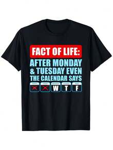 After Monday And Tuesday On The Calendar, It Even Says "". Funny Gift T-Shirt. Unisex Casual Short-Sleeve Crew Neck Outdoor T-Shirt. Christmas T-Shirt. Men's T-Shirt. Gift For Men. Slightly Stretchy. Solid Color. Sizes S-XXXL. - 黑色 - 查看 1