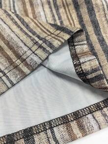 Quần short nam kẻ sọc dáng casual đi biển có dây rút, thích hợp cho mùa hè. - Cà phê nâu - Xem 5