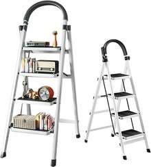 Escalera Plegable de Peldaños, Aluminio, Tijera, Portátil, Multifuncional, para Interior y Exterior (Escalera 4 PELDAÑOS) - Aluminio - Ver 10