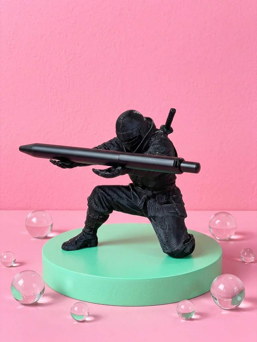 趣味武士 3D 列印筆筒,酷物桌面筆架,創意幽默文具收納整理器,時尚居家辦公室工作空間桌面小配件,送給同事與朋友的獨特新奇禮物 - 彩色 - 查看 1