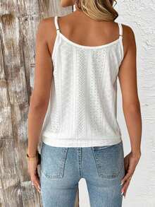 Camiseta de mujer con estampado floral, textura y diseño calado - Blanco - Ver 2