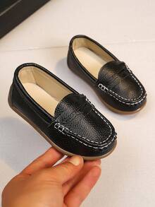 1 Pair Children/Kids Casual Loafers, Suitable For Daily Wear - Black - View 4