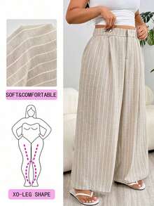 Pantalones casuales a rayas para mujer de talla grande, adecuados para exteriores, uso diario, fiestas, viajes, bodas, festivales de música, vuelta al colegio, graduación, vacaciones en la playa, ropa urbana, ropa de estar en casa, compras, paseo - Albaricoque - Ver 9