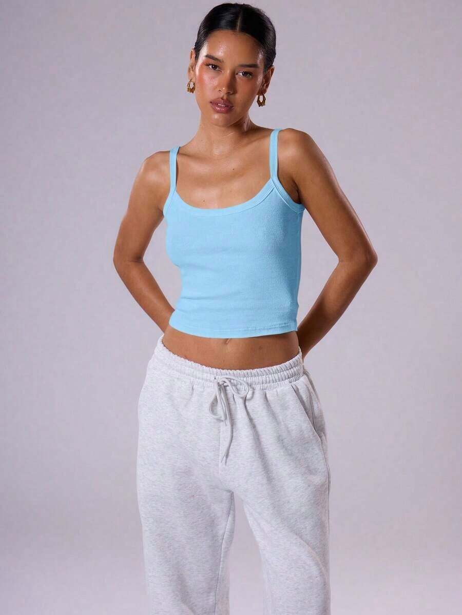 Camiseta de tirantes sencilla y lisa para mujer, básica casual para el día a día, parte de un armario cápsula, para uso diario, aeropuerto, vacaciones, vuelta al cole, elegante para primavera y verano, festivales - Azul - Ver 1