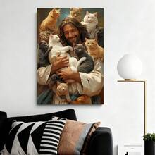 Framed Flat, 1pc Wooden Framed Canvas Painting Wall Art Poster, A Baby Pig with a Teal Plaid Bow on Its Head 1, Classic Modern Style, Elegant Decorative Artwork with Pine Wood Frame, Suitable for Valentine's Day & Christmas Decor, Office Decoration, Ho - Enmarcado - Ver 5