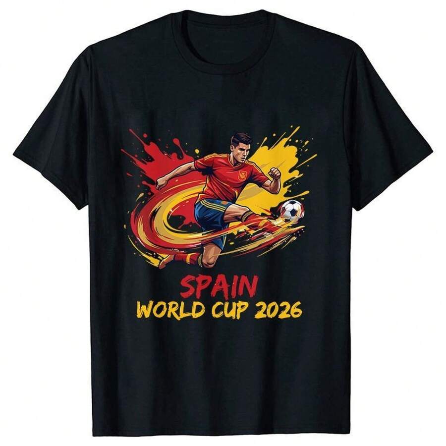 Camiseta del equipo de Portugal para la Copa Mundial 2026, estilo C. Ronaldo, manga corta, para hombre, de algodón puro, camiseta conmemorativa para fanáticos de verano. - Negro - Ver 1