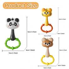 Cute Animal Rattle Toy, Tiger, Panda & Bear Shaped Handheld Shaker, Easy-Grip Interactive Play Toy, Perfect Birthday, Christmas & Holiday Gift - Multicolor - View 3