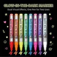 8pcs New Glow Marker Vivid Colors, Suitable For Party,Cosplay,Holiday Halloween Christmas Evening,Can Be Write On Any Surface For Surprise,Friendly For Skin,Face,Desk,Papers.., Back To School - Sets - View 12
