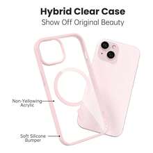 Ốp lưng trong suốt có nam châm cho iPhone 15 14 13 12 11, siêu mỏng, chất liệu silicon mềm và acrylic cứng, mặt lưng trong suốt, độ trong suốt cao, phù hợp với XR, XS, Max, 7, 8 Plus và 17 Pro Max. - Hồng - Xem 3