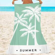 1pc Ultra Soft Teal Palm Tree Summer Pattern Beach Towel, Suitable For Beach, Pool Party, Vacation - Style3 - View 3