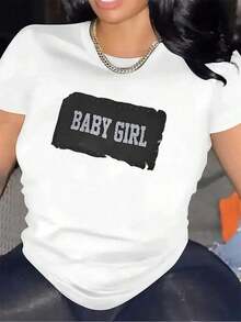 Women's Short Sleeve T-Shirt With Graphic Design, Made With Lightweight And Durable Materials, Ideal For Casual Outings At Home Or For Dining Out, With A Modern Design Reminiscent Of A Chain Necklace. Women's Standard Size Casual T-Shirt Breathable Lightweight Short Sleeve Tee Everyday Wear - 白色 - 查看 7