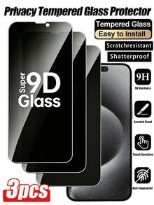 3pcs - [Tempered Glass Privacy Screen Protector] Effectively Limits Side Vision In Confined Spaces Like Elevators, Airplane Cabins, Or Hospital Waiting Areas, Preventing Unintentional Viewing Of Screen Content By Nearby People. The Tempered Glass Layer Provides Basic Scratch Protection. - Black - View 30