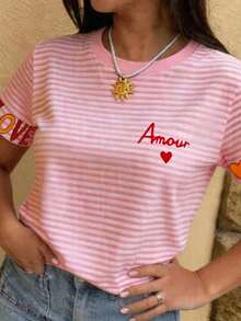 Women's T-Shirt, Casual Urban Style, Short Sleeve Graphic T-Shirt, Cute Summer T-Shirt - 彩色 - 查看 3