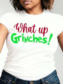 Women's Christmas T-Shirt With A Fun  Print, Casual Round Neck T-Shirt For The Holidays, Cotton Fabric, Christmas Gifts For Women, For The Christmas Season. - 白色 - 查看 7