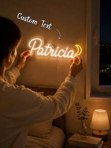 Letrero de neón personalizado con nombre amarillo cálido y luna, decoración de pared de neón LED personalizada, lámpara de neón romántica con conexión USB, estilo moderno y estético para dormitorio, sala de estar, habitación de niños, fiesta de cumpleaños, decoración de ambiente celestial - Multicolor - Ver 5