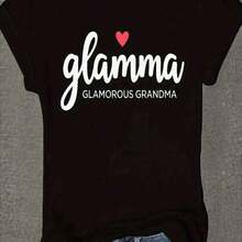 1 Piece Women's Casual Short Sleeve T-Shirt, Golf, Cocktail, Club Style, With Graphic Print, Round Neck, 180g 100% Cotton - 黑色 2 - 查看 1