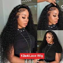 Uveous Jerry Curly Wig HD Transparent Lace Frontal Wig Deep Part 13x4 Lace Front Wig Human Hair 200 Density Remy Brazilian Human Hair Pre Plucked With Baby Hair Natural Color  Halloween Season - Natural Black Wig - 查看 4