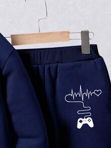 Toddler Game Console Graphic Hoodie Sweatshirt And Sweatpants Set - Royal Blue - View 4