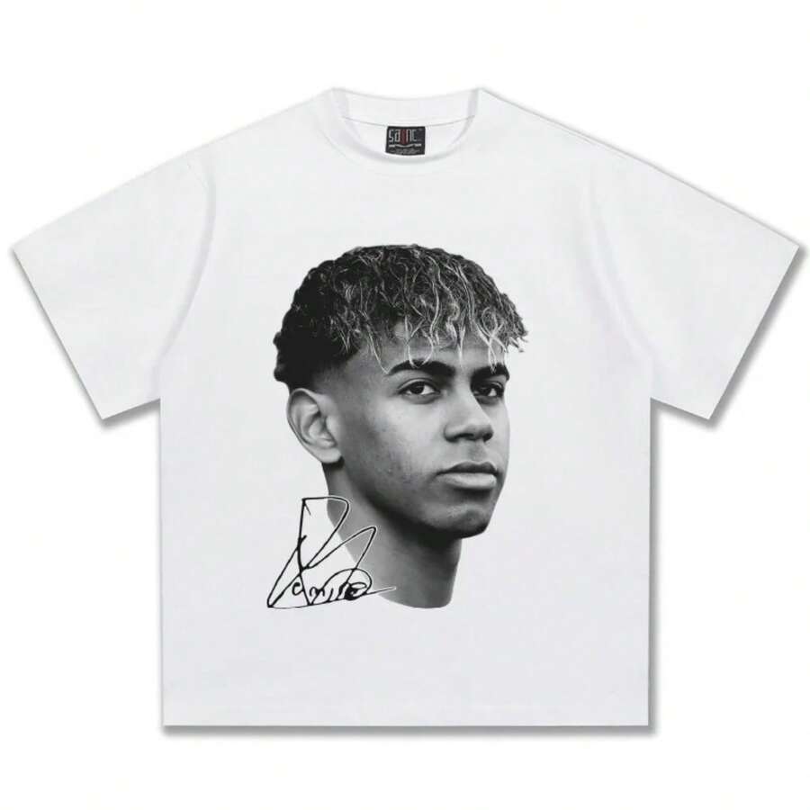 Camiseta Yamar Vintage de Algodón para Hombre y Mujer, Corte Holgado, Cuello Redondo, Manga Corta, Transpirable, Estampada, para EE. UU. y la UE - Blanco - Ver 1