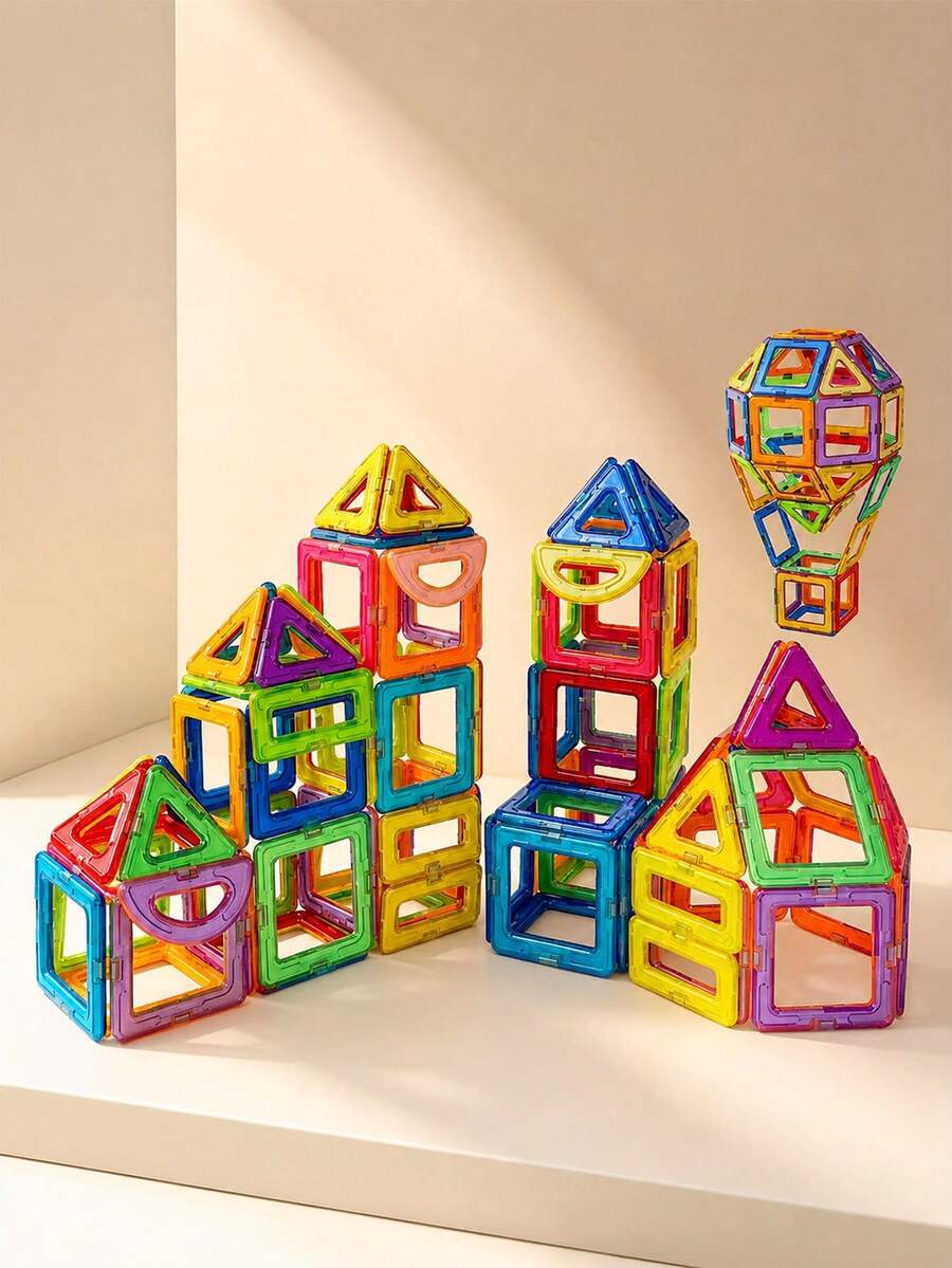 Large Magnetic Building Blocks Toy, 3D Transparent Educational Magnetic Toy Set, Large Size Assembly Toy, Parent-Child Interactive Gift - Multicolor - View 1