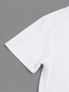 Women's Casual Blouse, Simple Style For Everyday Wear, Spring/Summer, Elegant, Round Neck, Polyester Fiber (Polyester), Letter Print, Women's T-Shirt, Comfortable, Soft, Simple For Everyday Wear, Short Sleeve Top - 白色 - 查看 6