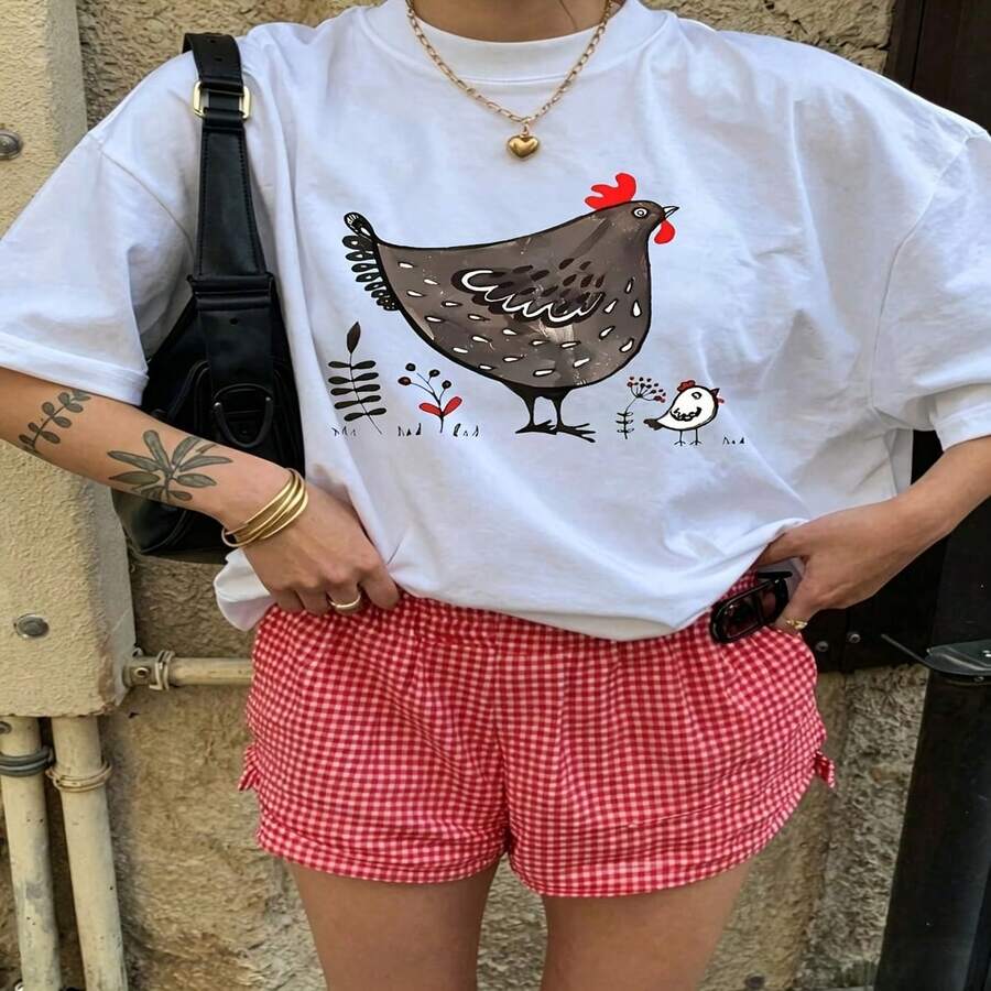 Cute Daily Casual Graphic T-Shirt 100% Cotton Oversized Soft Breathable Casual Crewneck Short Sleeve Top Aesthetic Daily Fashion Lovers Casual Wearers Gift Givers Trendy Basic
