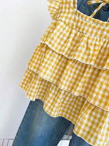 Blusa con volantes en el bajo nueva para otoño, estilo lindo para mujer - Amarillo - Ver 5