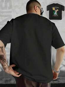 100% algodón puro, transpirable y agradable para la piel. Diseño clásico de cuello redondo, corte ajustado y adecuado para todo tipo de cuerpos. Estampado de moda con estilo minimalista y de alta calidad. Diseño unisex perfecto para conjuntos de pareja, ideal para el transporte diario, citas, ocio y ropa urbana - versátil y atemporal. - Negro - Ver 2