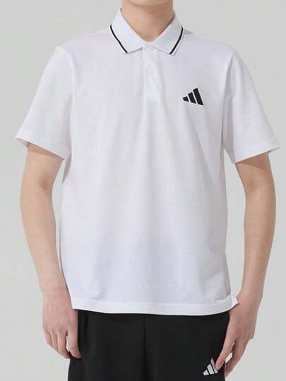  adidas SS25 休閒運動舒適透氣短袖Polo衫 男款 白色
