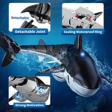 2.4Ghz Remote Control Shark Toys For Kids, 1:18 Scale High Simulation Shark For Pool, Bath Toys For Toddlers, Electronic RC Sea Animal, Outdoor Water Gifts, Water Play, Bath Time Fun, Interactive Play, Durable Plastic, Outdoor Play, Family Fun - Black - View 8