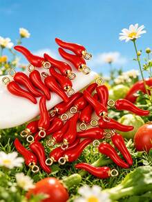 [Cantidad] Piezas Colorido y vívido colgante de chile rojo 3D, adecuado para hacer pendientes, collares, pulseras y llaveros - Accesorios para joyería con estilo picante, encantos para la fabricación de joyas - chile - Ver 6