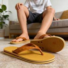 Simple Blue Men's Slip-On Waterproof And Durable Herringbone Flip-Flops For Summer Outdoor Use, For Swimming At The Beach Or On The Sand. - Màu vàng đất (vàng nâu) - Xem 2