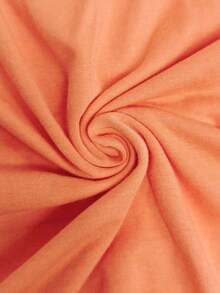 Camiseta de manga corta con cuello redondo y bordado de sol de playa para mujer - Naranja Coral - Ver 4
