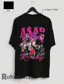 Camiseta ASAP Rocky, Camiseta Gráfica Asap, Mercancía de Rocky, Camiseta de Rap, Vintage, Regalo Unisex, Camiseta de Concierto_1 - Negro 4 - Ver 1