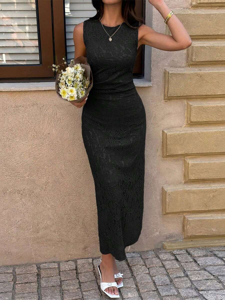 New Women's Elegant Summer Maxi Dress With Cutouts, Fitted Bodycon Cut, Flattering Design, Sexy, Perfect For Parties, Dates, Dinners And Evening Looks - 黑色 - 查看 1