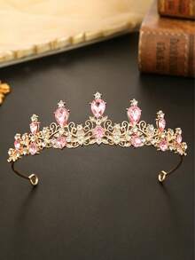 Diadema de corona de cristal de lujo, accesorio para el cabello con estilo de princesa elegante con rhinestones, adecuado para fiestas de cumpleaños, actuaciones en el escenario - Multicolor - Ver 11