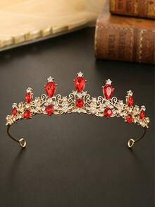 Diadema de corona de cristal de lujo, accesorio para el cabello con estilo de princesa elegante con rhinestones, adecuado para fiestas de cumpleaños, actuaciones en el escenario - Multicolor - Ver 4